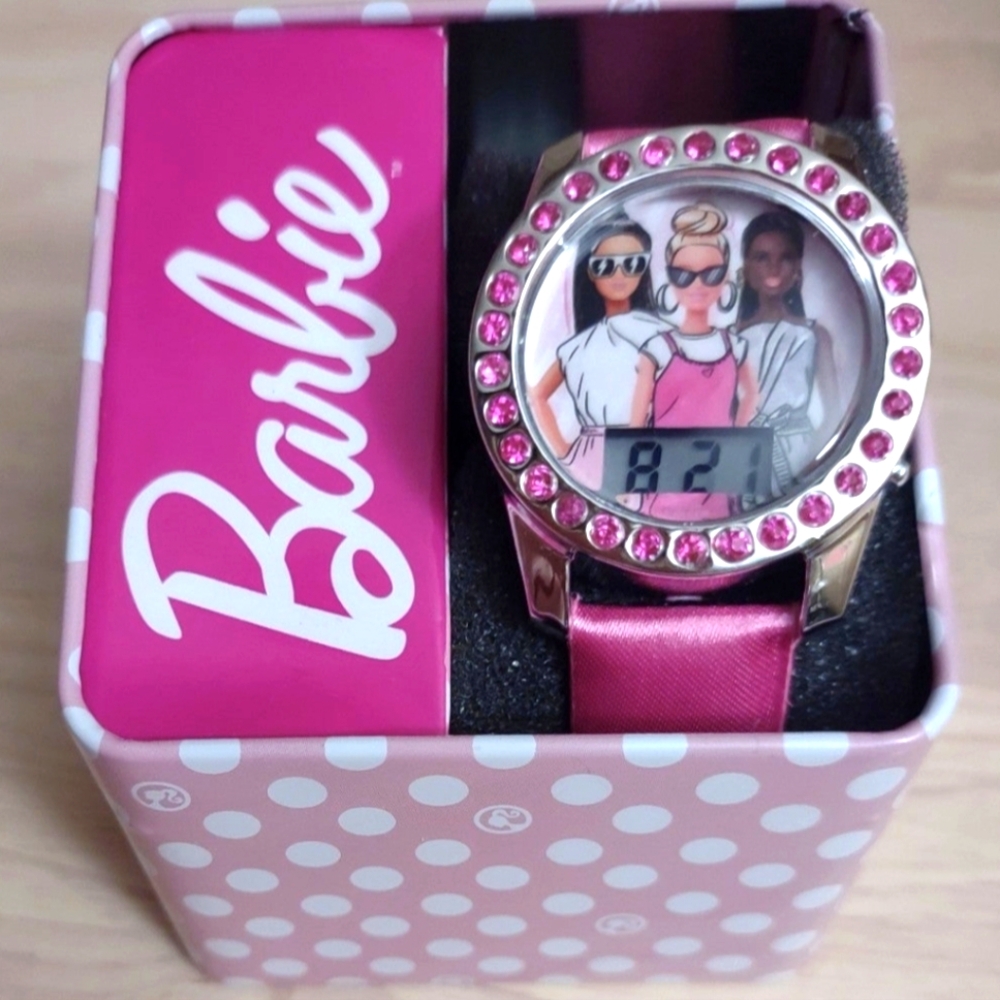 Barbie Movie Fashionista Friends Iconic Doll Pink Silver Crystal Watch Digital